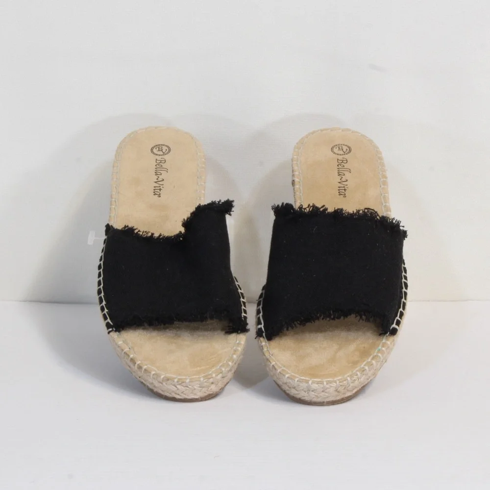 Bella Vita Women's Black Cher II Espadrille Slide NWOT